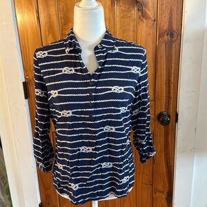 Talbots Blue and White Nautical Blouse